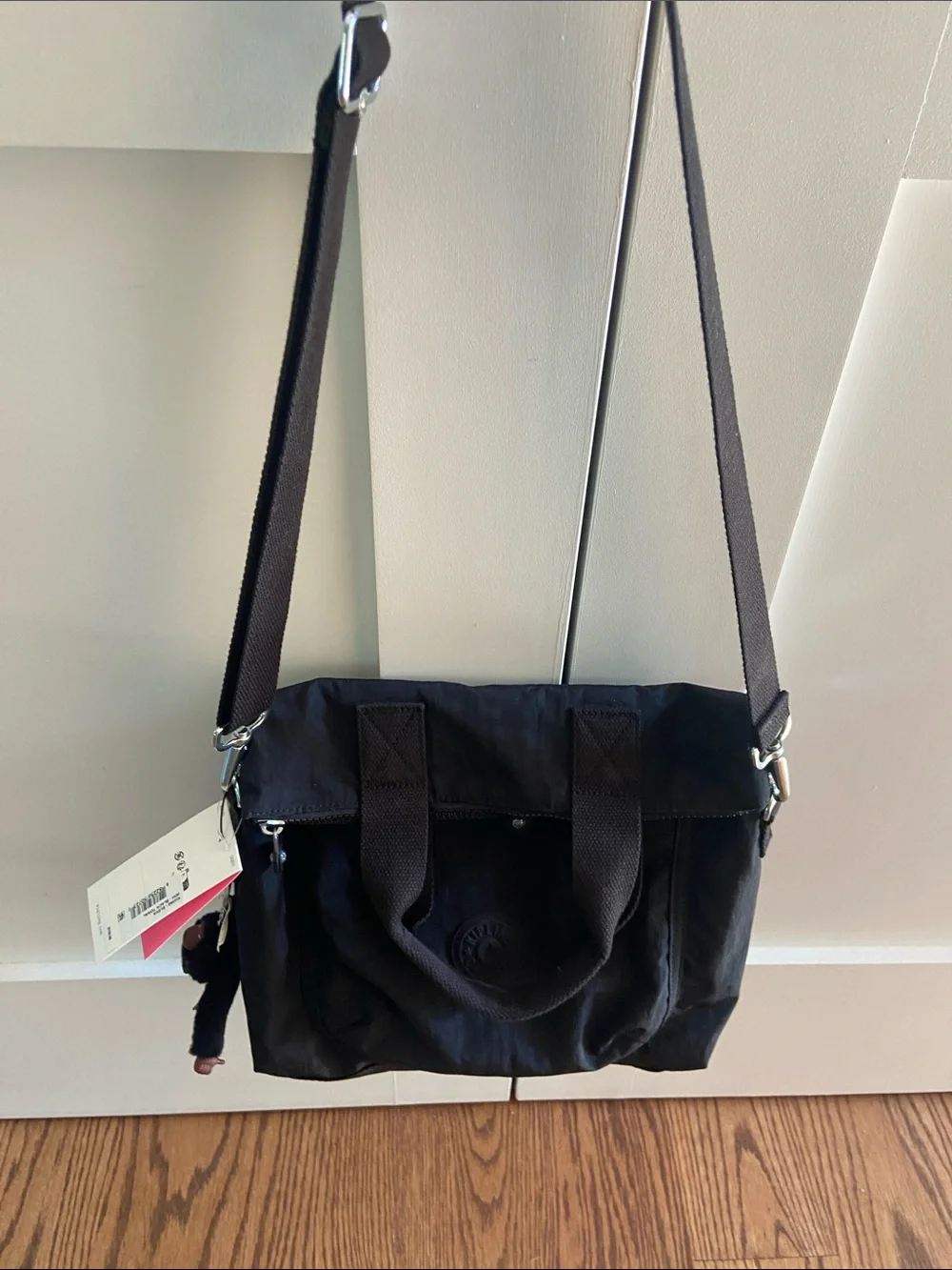 Kipling Black Nylon Messenger Crossbody Bag